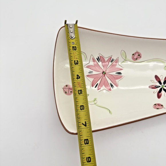 Stangl Pottery Carnival Tray 11.25" Footed Serving Bread MCM Pink Green Black - Picture 7 of 10
